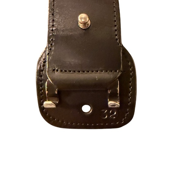 Handcrafted Wide Black Full Grain Leather Belt with Silver Buckle Size 32 - Picture 8 of 10